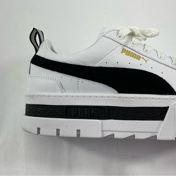 PUMA Mayze Leather Lace Up White Black Women’s Size 8 Platform Shoes # 381983-01 - Picture 13 of 16